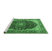 Sideview of Machine Washable Medallion Emerald Green Traditional Area Rugs, wshtr1052emgrn