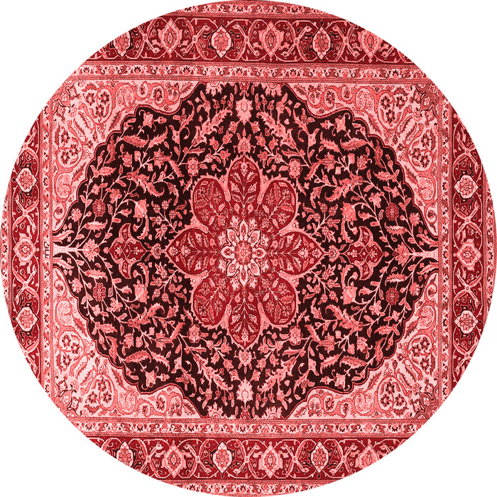 Machine Washable Medallion Red Traditional Rug, wshtr1052red