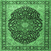 Square Machine Washable Medallion Emerald Green Traditional Area Rugs, wshtr1052emgrn