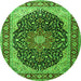 Square Medallion Green Traditional Rug, tr1052grn