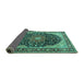 Sideview of Medallion Turquoise Traditional Rug, tr1052turq