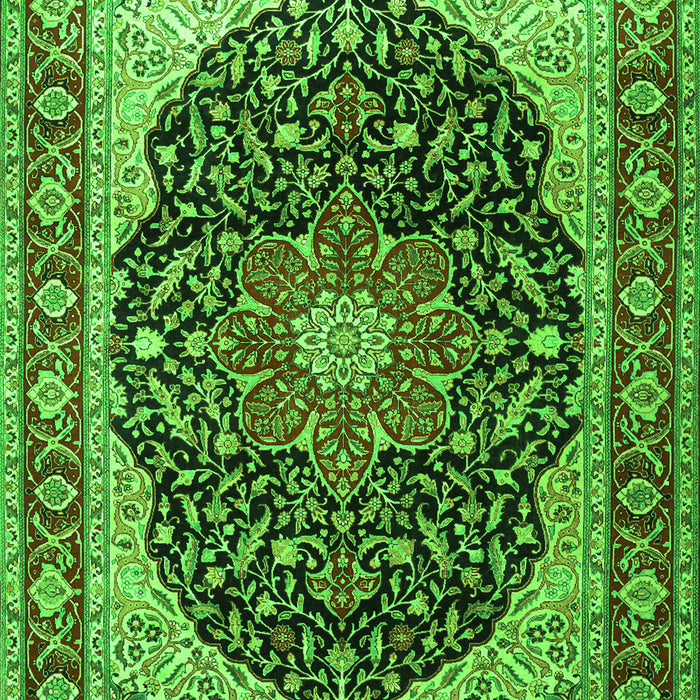 Serging Thickness of Machine Washable Medallion Green Traditional Area Rugs, wshtr1052grn