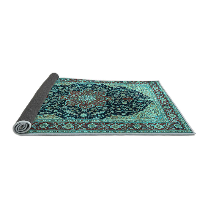 Sideview of Medallion Light Blue Traditional Rug, tr1052lblu