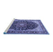 Sideview of Machine Washable Medallion Blue Traditional Rug, wshtr1052blu