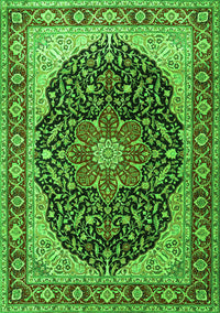 Medallion Green Traditional Rug, tr1052grn