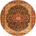 Machine Washable Medallion Orange Traditional Area Rugs, wshtr1052org