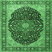 Square Medallion Emerald Green Traditional Rug, tr1052emgrn