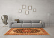 Machine Washable Medallion Orange Traditional Area Rugs in a Living Room, wshtr1052org