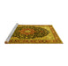 Sideview of Machine Washable Medallion Yellow Traditional Rug, wshtr1052yw