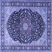 Square Medallion Blue Traditional Rug, tr1052blu