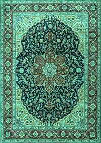 Medallion Turquoise Traditional Rug, tr1052turq