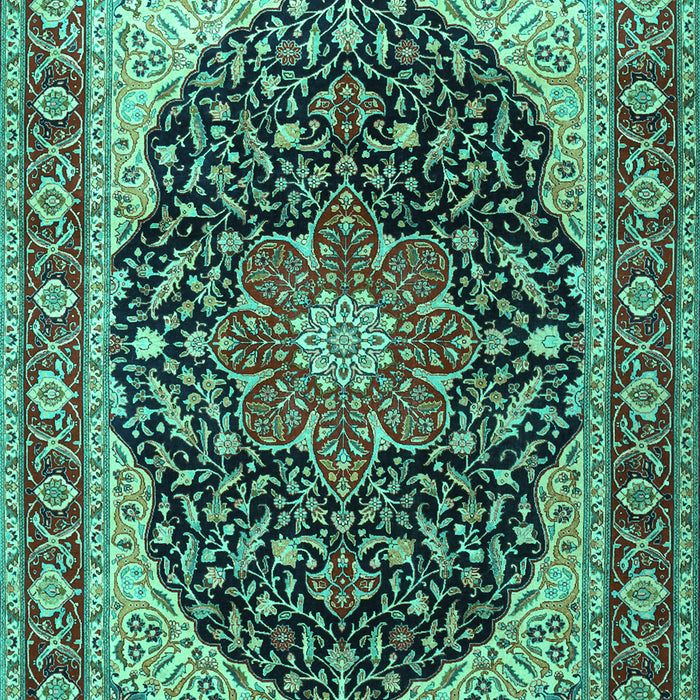 Machine Washable Medallion Turquoise Traditional Area Rugs, wshtr1052turq