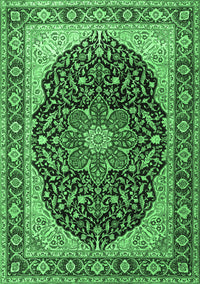 Medallion Emerald Green Traditional Rug, tr1052emgrn