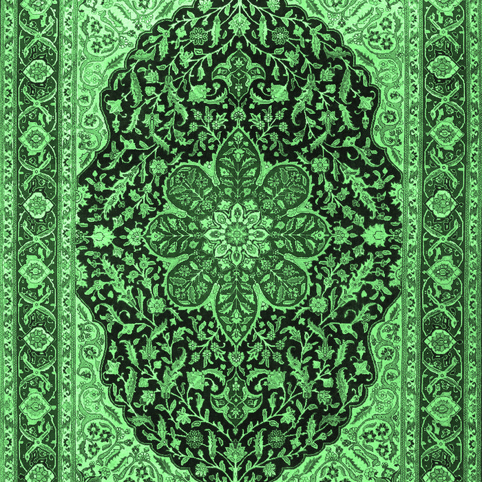 Medallion Emerald Green Traditional Rug, tr1052emgrn
