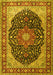 Machine Washable Medallion Yellow Traditional Rug, wshtr1052yw