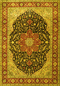 Medallion Yellow Traditional Rug, tr1052yw