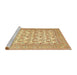 Sideview of Machine Washable Traditional Mustard Yellow Rug, wshtr1053