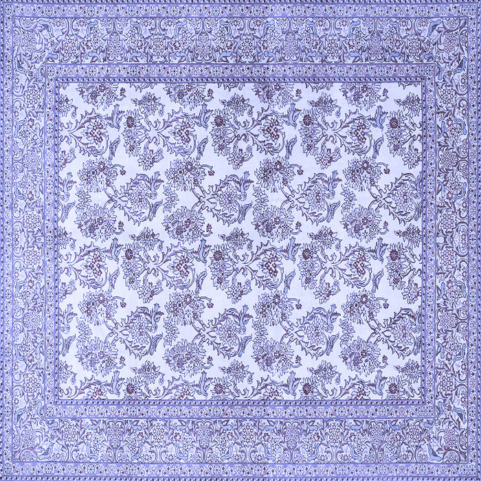 Square Machine Washable Persian Blue Traditional Rug, wshtr1053blu
