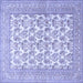 Square Machine Washable Persian Blue Traditional Rug, wshtr1053blu