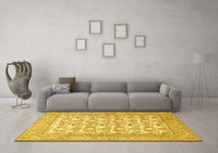 Machine Washable Persian Yellow Traditional Rug, wshtr1053yw