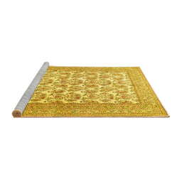 Sideview of Machine Washable Persian Yellow Traditional Rug, wshtr1053yw