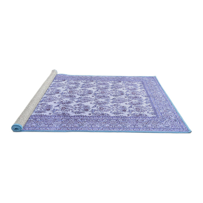 Sideview of Machine Washable Persian Blue Traditional Rug, wshtr1053blu