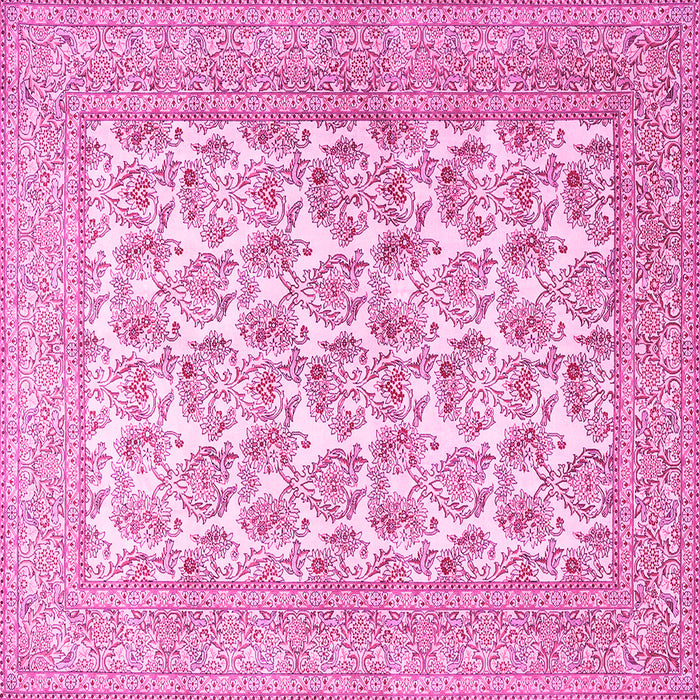 Square Machine Washable Persian Pink Traditional Rug, wshtr1053pnk