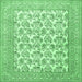 Square Persian Emerald Green Traditional Rug, tr1053emgrn