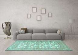 Machine Washable Persian Light Blue Traditional Rug in a Living Room, wshtr1053lblu