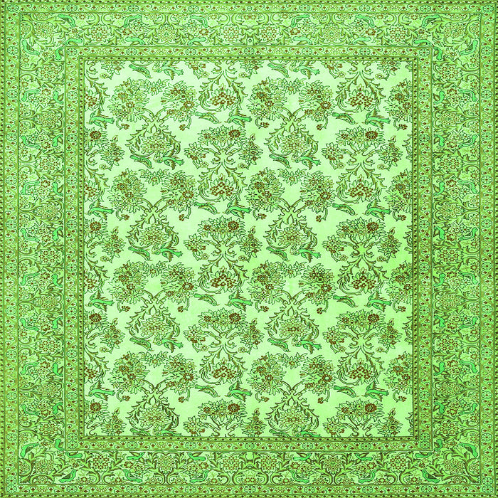 Round Machine Washable Persian Green Traditional Area Rugs, wshtr1053grn