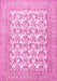 Machine Washable Persian Pink Traditional Rug, wshtr1053pnk