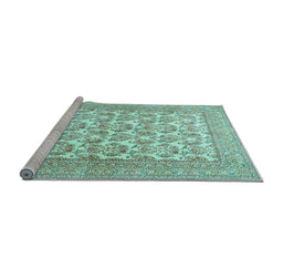 Sideview of Machine Washable Persian Light Blue Traditional Rug, wshtr1053lblu