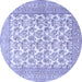 Round Persian Blue Traditional Rug, tr1053blu