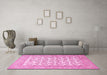 Machine Washable Persian Pink Traditional Rug in a Living Room, wshtr1053pnk