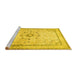 Sideview of Machine Washable Medallion Yellow Traditional Rug, wshtr1054yw