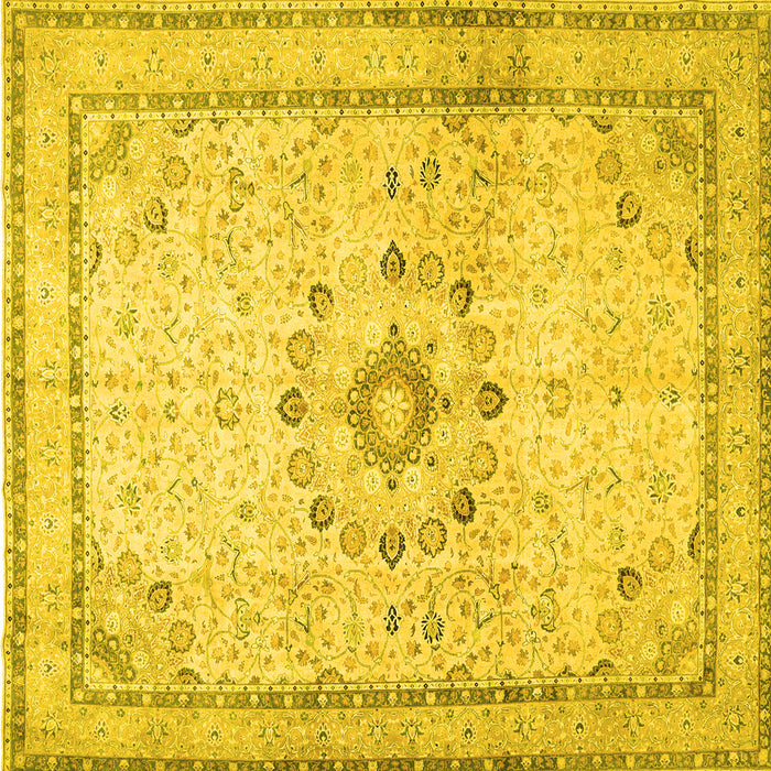 Square Medallion Yellow Traditional Rug, tr1054yw