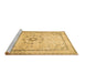 Sideview of Machine Washable Medallion Brown Traditional Rug, wshtr1054brn