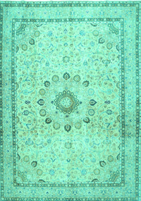 Medallion Turquoise Traditional Rug, tr1054turq