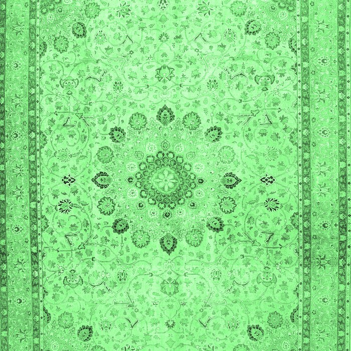 Machine Washable Medallion Emerald Green Traditional Area Rugs, wshtr1054emgrn