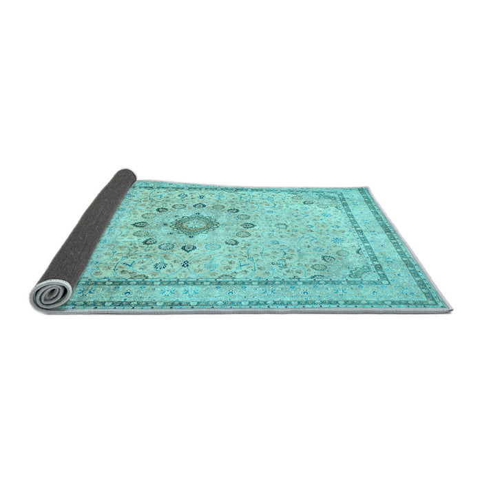 Sideview of Medallion Light Blue Traditional Rug, tr1054lblu