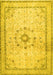 Machine Washable Medallion Yellow Traditional Rug, wshtr1054yw