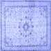 Square Medallion Blue Traditional Rug, tr1054blu