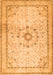 Serging Thickness of Machine Washable Medallion Orange Traditional Area Rugs, wshtr1054org