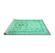 Sideview of Machine Washable Medallion Turquoise Traditional Area Rugs, wshtr1054turq