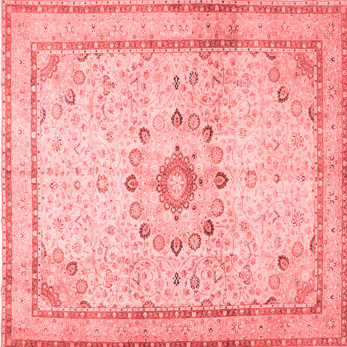 Machine Washable Medallion Red Traditional Rug, wshtr1054red