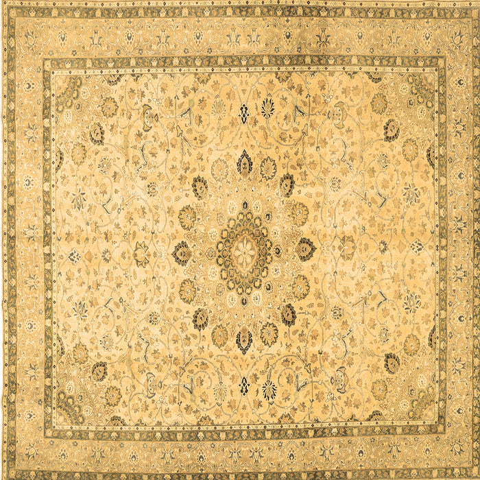 Square Machine Washable Medallion Brown Traditional Rug, wshtr1054brn