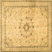 Square Machine Washable Medallion Brown Traditional Rug, wshtr1054brn