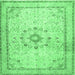 Square Medallion Emerald Green Traditional Rug, tr1054emgrn