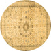 Round Medallion Brown Traditional Rug, tr1054brn