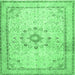Square Machine Washable Medallion Emerald Green Traditional Area Rugs, wshtr1054emgrn